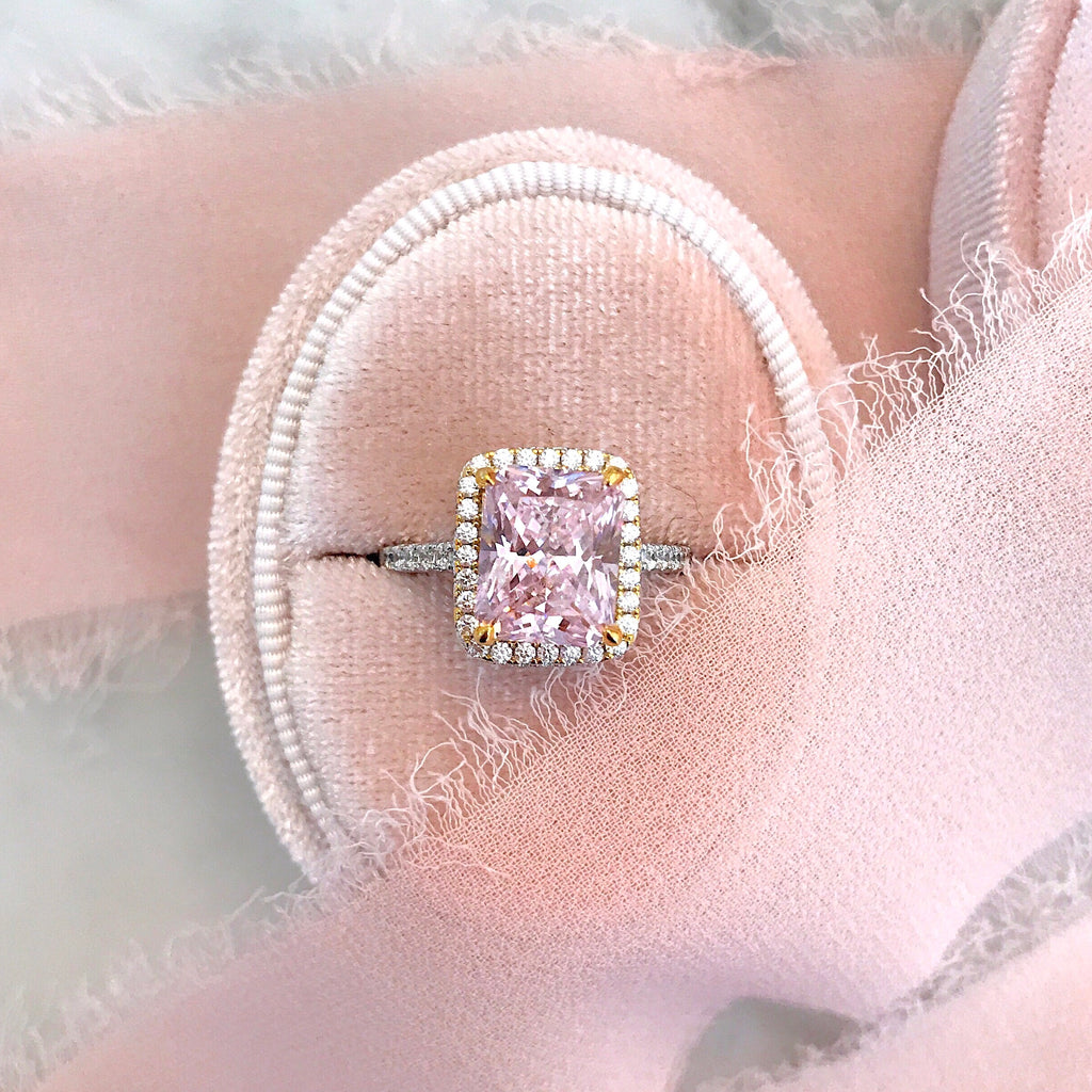 3 Carat Radiant Cut Ring pink ring engagement ring diamond alternative