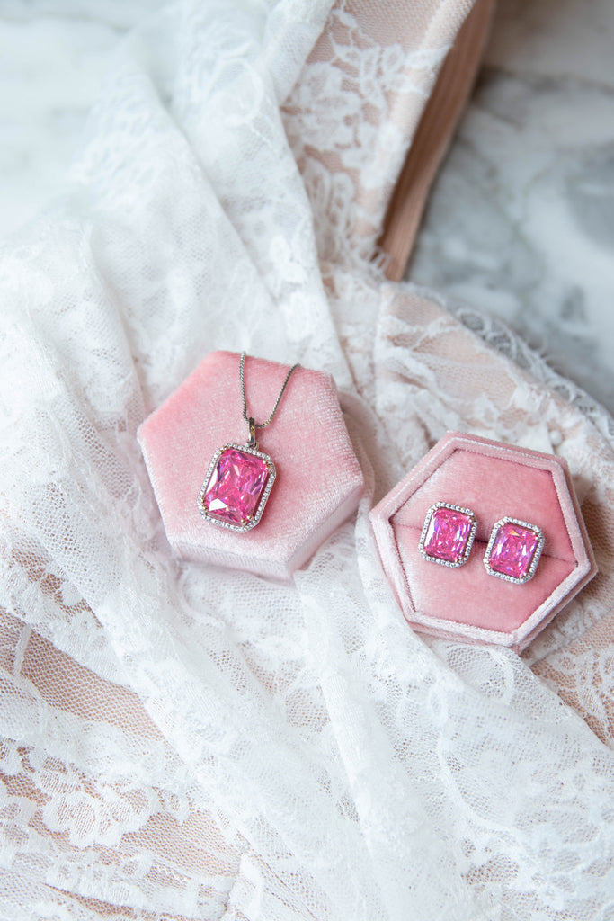 Pink stone jewelry set under $50